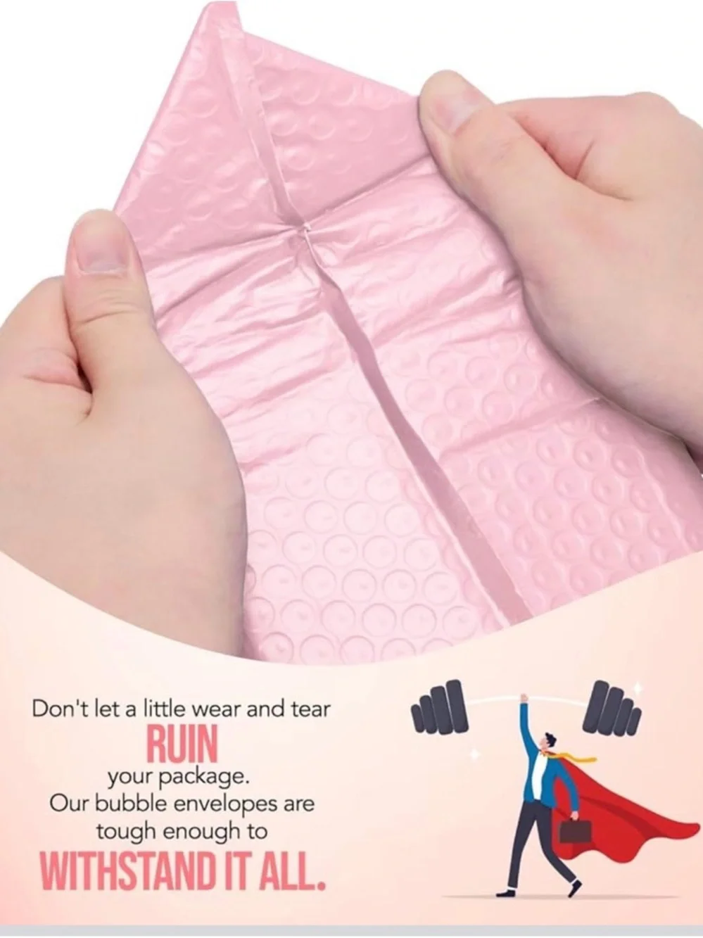 Pink Poly Bubble Mailer 6x10 Qty250 Self Seal Waterproof Tear Resistant